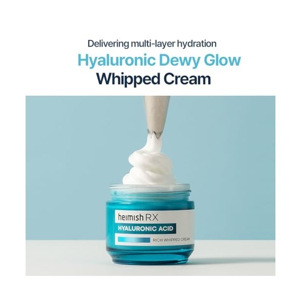 HEIMISH RX Crème Fouettée Riche en Acide Hyaluronique – Hydratant Profond pour Peaux Sensibles et Sèches, Crème Visage Quotid