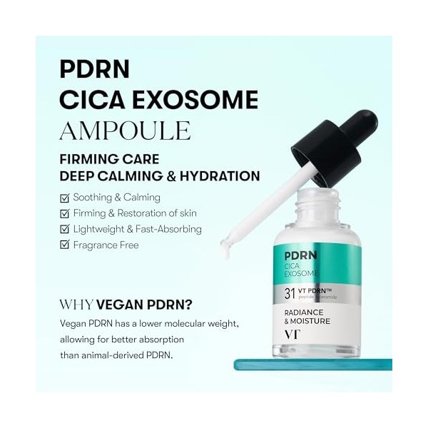 VT COSMETICS R5 PDRN Firming Cica Exosome Ampoule - Sérum Anti-Aging avec Céramide, Peptides et PDRN pour Élasticité et Hydra