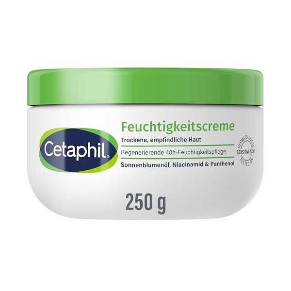 Cetaphil Feuchtigkeitscreme für trockene, empfindliche Körper- & Gesichtshaut, 250 g Crème