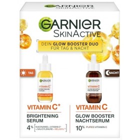 Garnier Sérum Duo de vitamine C Glow Booster jour et nuit avec sérum anti-taches sombres et sérum de nuit éclaircissant contr