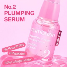 numbuzin No.2 Serum | Rose PDRN Collagen Plumping Serum | Glowing, Hydrating, Firming, Korean Skincare | Peptides, PDRN | for