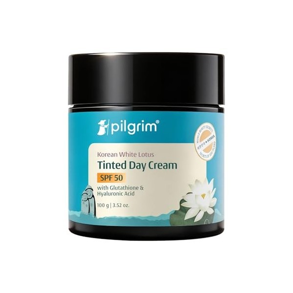 PILGRIM Crème visage au lotus blanc coréen avec SPF 50 Crème de jour au lotus blanc pour femme Utilisation quotidienne Crème 