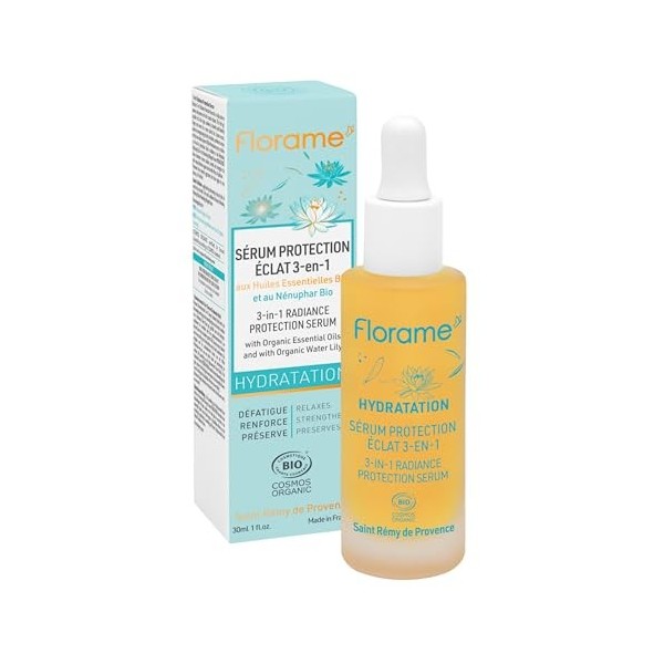 Florame Sérum Protection Éclat 3-en-1-30 ml – Gelée Fraîche Anti-Pollution – Protection & Hydratation – Visage – Fabriqué en 
