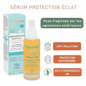 Florame Sérum Protection Éclat 3-en-1-30 ml – Gelée Fraîche Anti-Pollution – Protection & Hydratation – Visage – Fabriqué en 