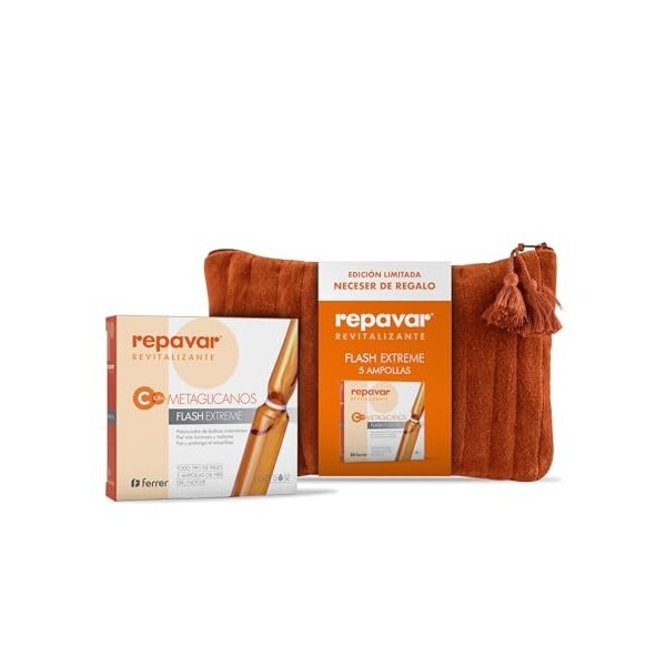 Repavar Revitalisant Sérum Metaglycanes Flash Extreme + Trousse à maquillage Effet Tenseur Immédiate Élaboré avec de la vitam