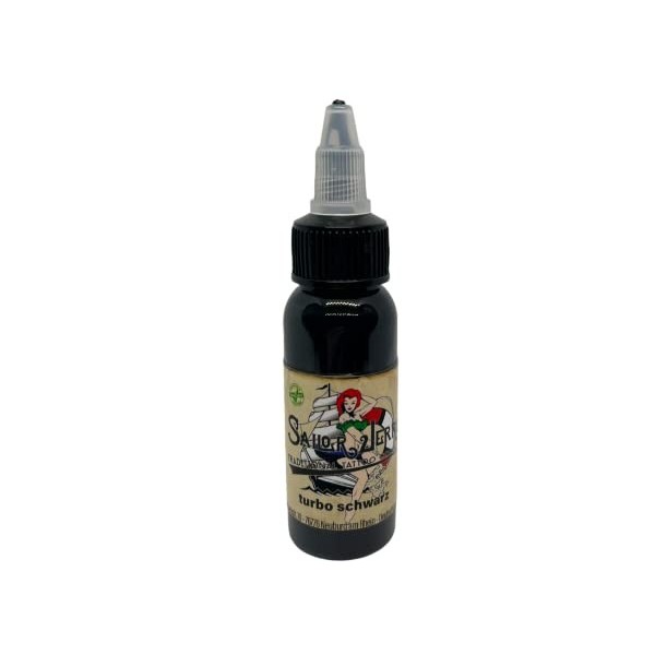 Sailor Jerry Turbo Noir 30ml - Allemande Couleurs de Tatouage avec Certificat - Inkgrafix IG04178 Tatouage Inclus Noir