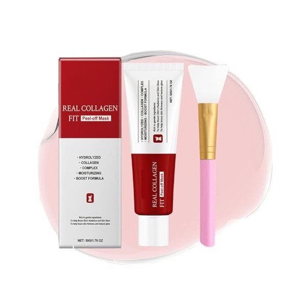 Masque Peel-Off Au Collagène - Resserre Les Pores, Améliore la Douceur et la Fermeté, Nourrit la Peau, Utilisation Facile Du