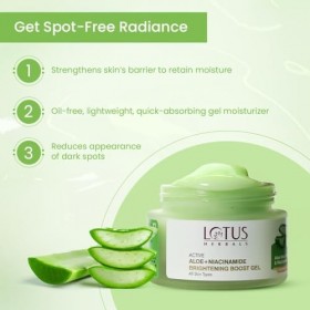 Lotus Herbals Gel éclaircissant à laloe vera actif et niacinamide | Hydrate la peau | Taches sombres claires | Sans paraben 