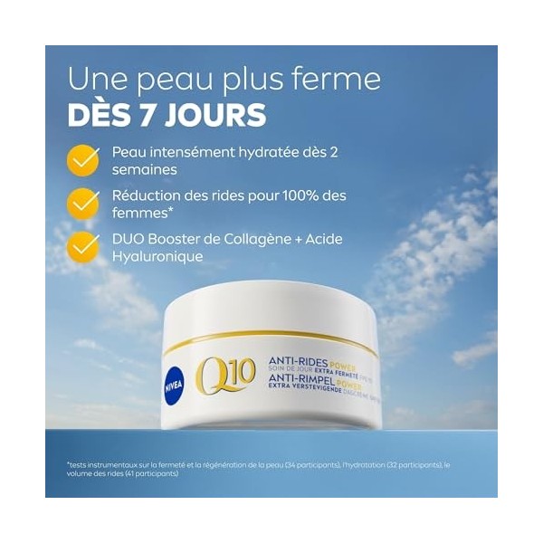 NIVEA Q10 Power Soin de Jour FPS15 1x50 ml , crème anti rides enrichie Q10 Pur & Acide Hyaluronique, crème anti-âge booster ...