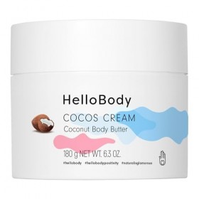 HelloBody Cocos Cream Body Butter – Beurre corporel hydratant pour une peau douce et souple – Au beurre de karité, au beurre 