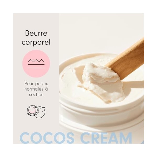 HelloBody Cocos Cream Body Butter – Beurre corporel hydratant pour une peau douce et souple – Au beurre de karité, au beurre
