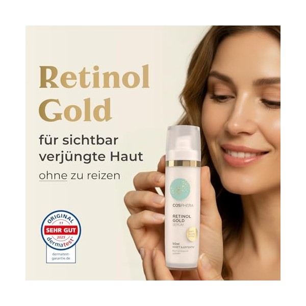 COSPHERA Sérum au rétinol pour le visage - Soin du visage avec vitamine A, acide hyaluronique, niacinamide et extrait de régl