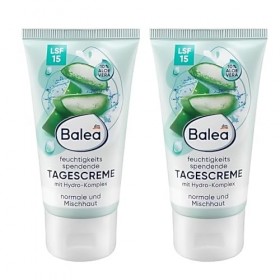 Balea Lot de 2 crèmes de jour hydratantes à laloe vera et hydrocomplexe SPF 15 50 ml