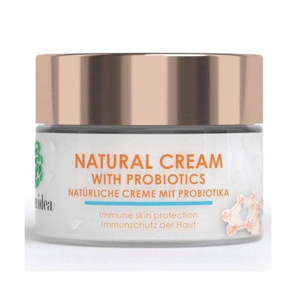 Green Idea - Crème visage à lacide hyaluronique BIO et aux probiotiques - Soin visage pré- et probiotique - Panthénol, Argan