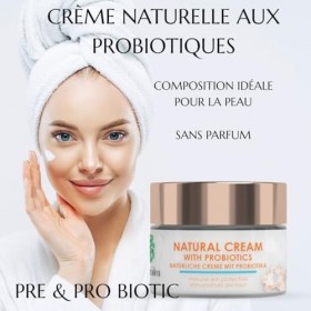 Green Idea - Crème visage à lacide hyaluronique BIO et aux probiotiques - Soin visage pré- et probiotique - Panthénol, Argan