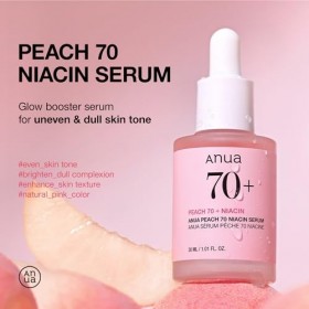 Anua Peach 70 Niacinamide Serum, Sérum éclat quotidien à la Vitamine B12, Niacinamide, Hydratant léger, 1.01 fl.oz