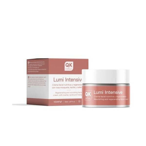 QKnatur - Lumi Intensive - Crème visage nourrissante et régénérante - Avec hydrolat de rose musquée, beurre de karité, calend