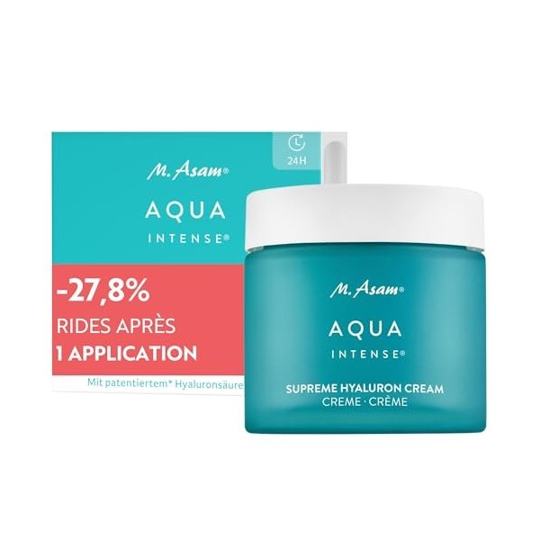 M. Asam AQUA INTENSE Supreme Hyaluron Cream 50ml – Acide hyaluronique pour une crème hydratante visage 24h, repulpe & lisse C...