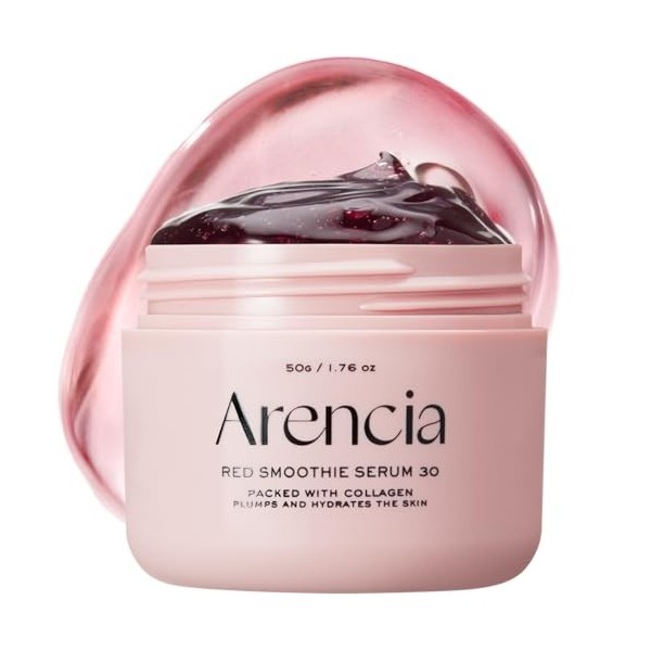 Arencia Overnight Red Smoothie Face Mask Serum, Glowing & Soothing with 30% red collagen, Niacinamide, Peptide, Vitamin E