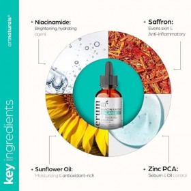 artnaturals Niacinamide Sérum visage – Sérum avancé avec acide hyaluronique – Vitamine B3, safran et huile de tournesol – Réd