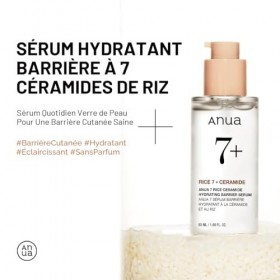 Anua Rice Ceramide 7 Hydrating Barrier Serum, Sérum barrière hydratant, Acide Hyaluronique, Niacinamide, Sans parfum, Non com