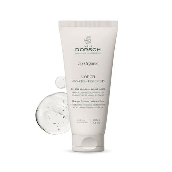 FARMA DORSCH | Gel d’Aloe | Gel Hydratant et Apaisant multi-usages pour le Visage | Corps et Cheveux | Aloe Vera | Écologique