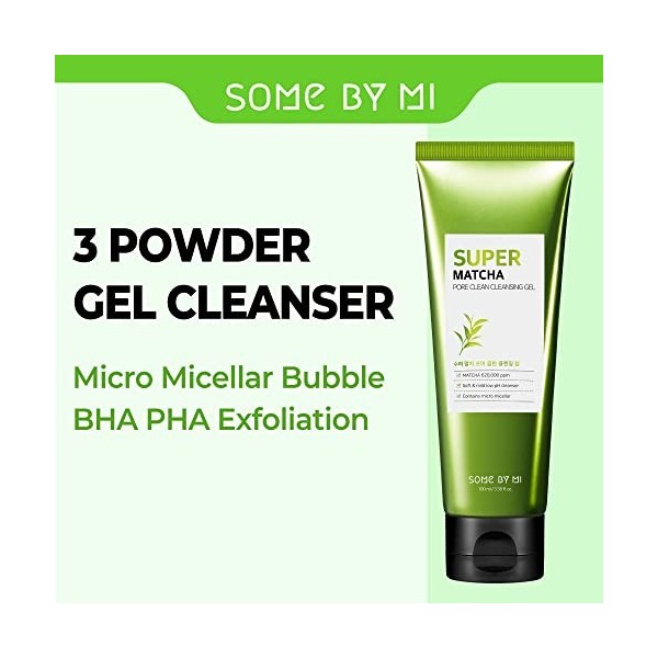 SOME BY MI Gel nettoyant Super Matcha Pore Clean - 3,38 oz, 100 ml - Fabriqué à partir dextraits de matcha pour peaux sensib