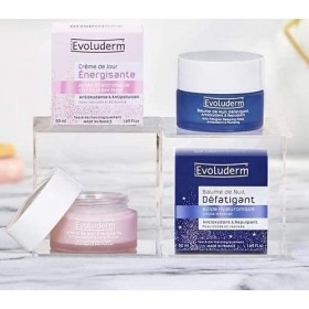 EVOLUDERM - Routine Duo Jour/Nuit Visage - Baume de Nuit Défatigant Antioxydant & Repulpant - Crème de Jour Énergisante Antio