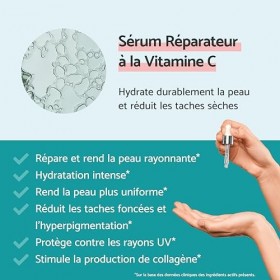 Remescar Sérum Visage Vitamine C & Acide Hyaluronique 30ml – Hydrate Intensément – Stimule le Collagène – Répare & Illumine –