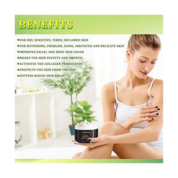 JeaKen - BEURRE DE KARITE PUR FOUETTÉ - 100ml Premium Shea Butter Pour Apaiser La Peau Rugueuse Sèche Ou Gercée - Ingrédients
