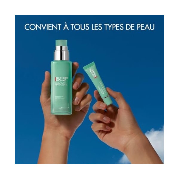 Biotherm Homme, Aquapower Gel Yeux Homme, Gel Revitalisant et Hydratant, Élimine les Poches Sous les Yeux, Enrichi en Biotech