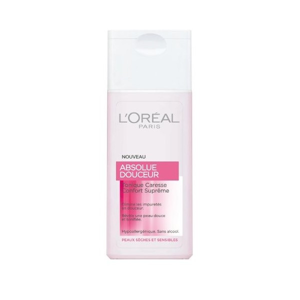 LOréal Paris Absolue Douceur Tonique Caresse Confort Suprême Peaux Sèches et Sensibles 200 ml - Lot de 3 Crème Jour et Nuit