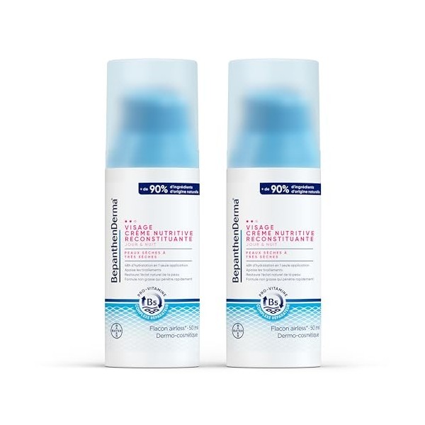 Crème Hydratante Visage - BepanthenDerma Crème Nutritive Reconstituante Visage - Jour et Nuit - Pour Peaux Sèches à Très Sèch...