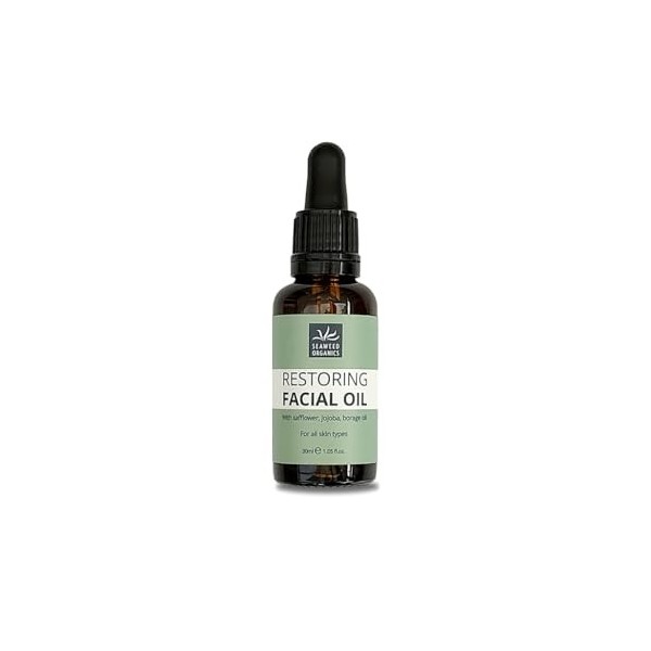 SEAWEED ORGANICS - Huile faciale réparatrice avec de lhuile de carthame bio, de lhuile de graines de jojoba, de lhuile de