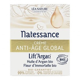 Natessance | Crème Anti-Âge Global – Lift’Argan | Lutte contre le vieillissement cutané : rides, fermeté, éclat | Peaux norma...