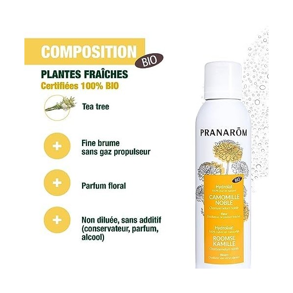 PRANAROMPACABAD MANZANILLA ROMANA hidrolato spray 150ml – soin conçu pour une utilisation régulière, contenance 150 ml, convi