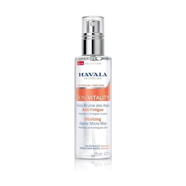 Mavala - Micro-Brume des Alpes Anti-Fatigue Skin Vitality - Effet Bonne Mine Immédiat, Hydratante, Énergisante, Décongestionn