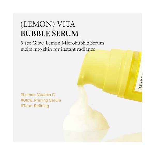 FULLY Sérum Visage Lemon Vita Bubble, 69% DEau De Citron De Jeju Biologique Et Vitamine C, Éclat Et Hydratation Instantanés,