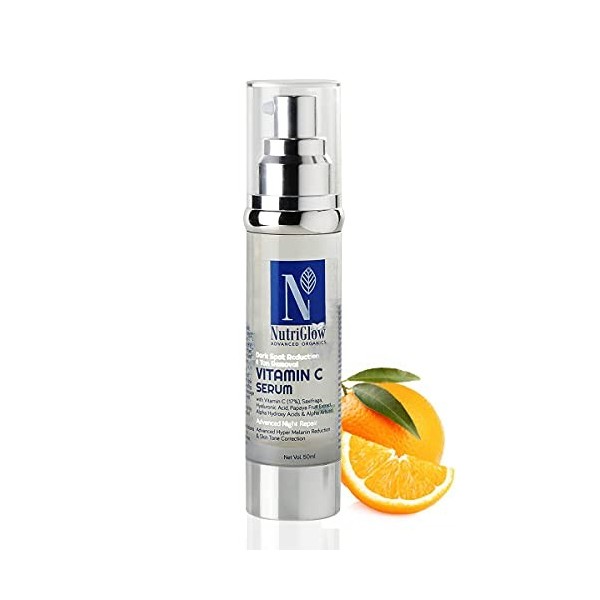 NutriGlow Produits organiques avancés Sérum à la vitamine C pour le visage, Sérum anti-âge Sérum hydratant et éclaircissant T