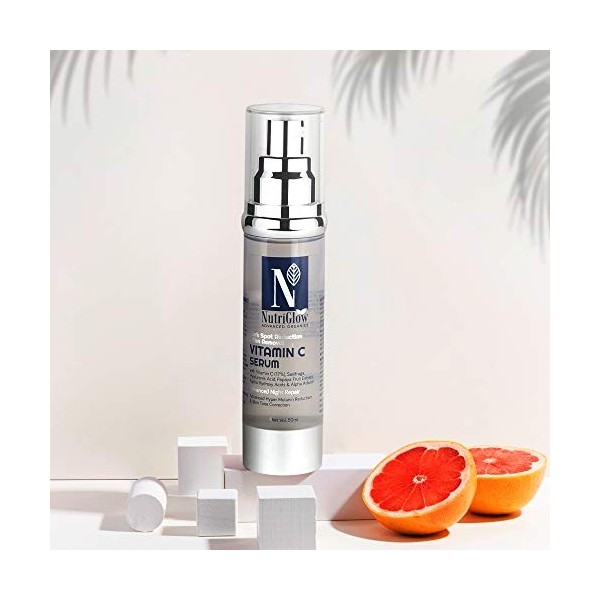 NutriGlow Produits organiques avancés Sérum à la vitamine C pour le visage, Sérum anti-âge Sérum hydratant et éclaircissant T