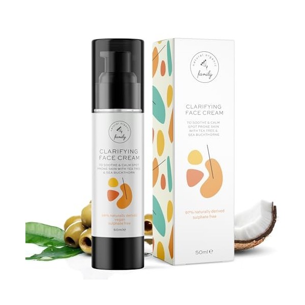 Crème pour le visage pour les pré-adolescents et les adolescents – Hydratant bio pour peaux sèches – Crème faciale apaisante