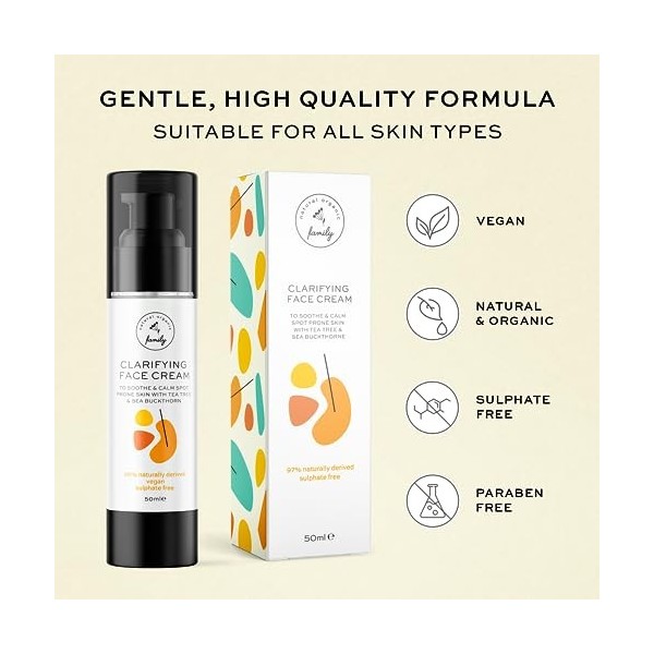 Crème pour le visage pour les pré-adolescents et les adolescents – Hydratant bio pour peaux sèches – Crème faciale apaisante