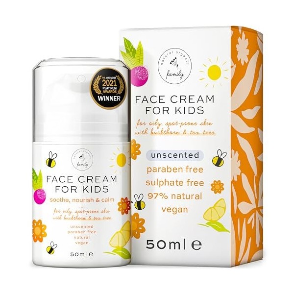 Crème pour le visage pour enfants – Hydratante douce pour le visage pour enfants, ingrédients naturels, soins quotidiens de l