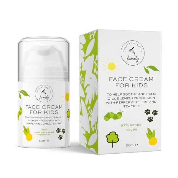 Crème pour le visage pour enfants – Hydratante douce pour le visage pour enfants, ingrédients naturels, soins quotidiens de l