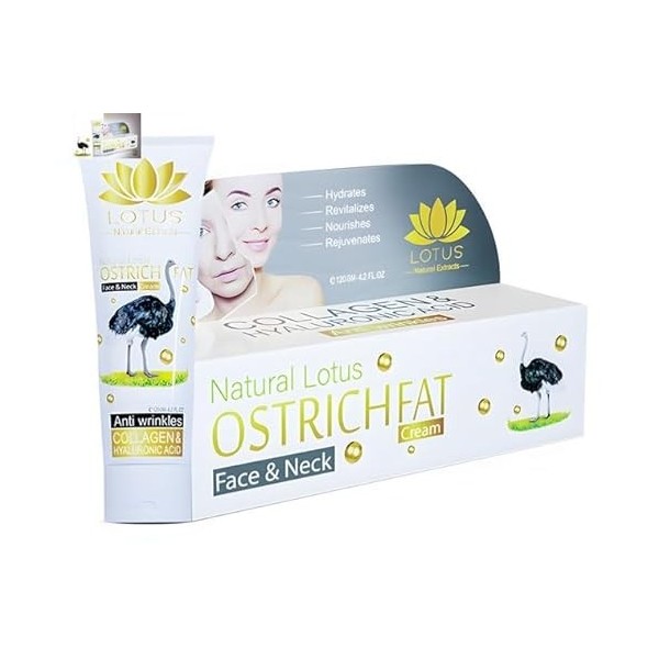Lotus Shop® Graisse dautruche crème anti-rides [120 g] - Hydratation intense et régénération - Raffermit le visage et le cou