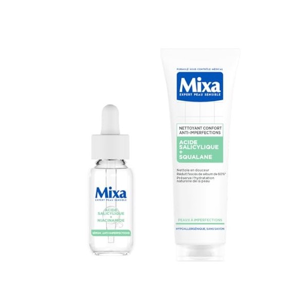 Lot Mixa - Sérum Concentré Anti-Taches - Pour les Teints Ternes + Mixa - Sérum Concentré Réhydratant - Pour Peaux Déshydratée...