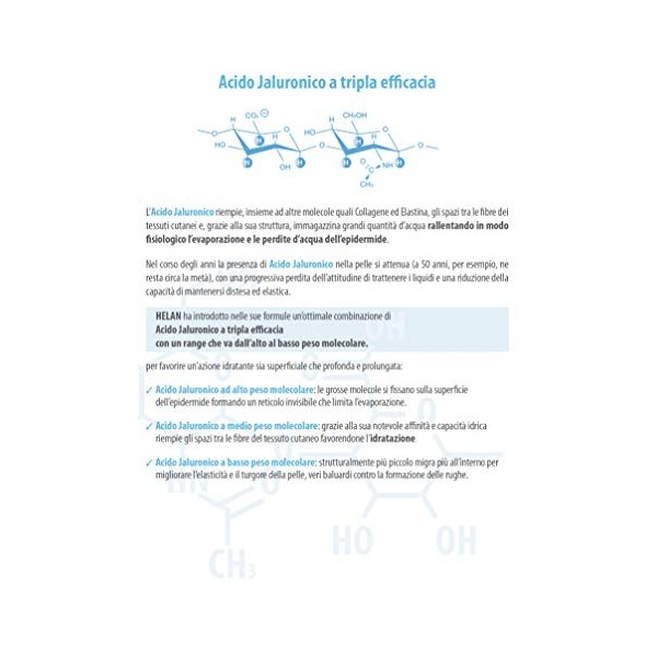 Helan, Hjdrata Jaluronico, Sérum Visage à lAcide Hyaluronique, Serum Visage Gel Super Hydratant pour Peau Sèche avec Compte-