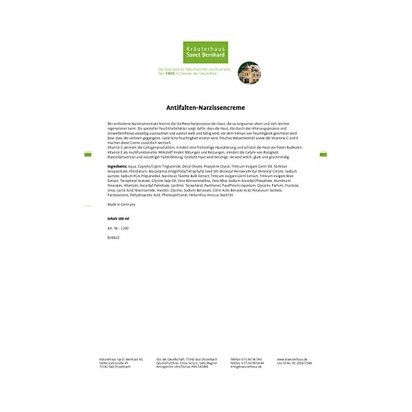 Crème antirides au narcisse