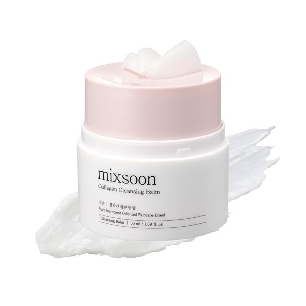mixsoon Collagen Cleansing Balm 50ml, Hydrating Balm-to-Milk Cleanser, Gently removes makeup, Twist-to-dispense, Nourishes wi