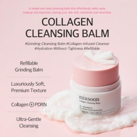 mixsoon Collagen Cleansing Balm 50ml, Hydrating Balm-to-Milk Cleanser, Gently removes makeup, Twist-to-dispense, Nourishes wi